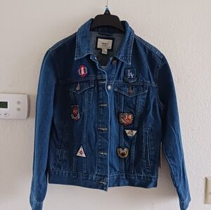 Forever‎ 21 Navy Denim Jacket With Patches